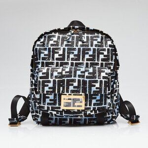 Fendi Blue/Black FF Nylon Small Joshua Backpack Bag - 8BZ048